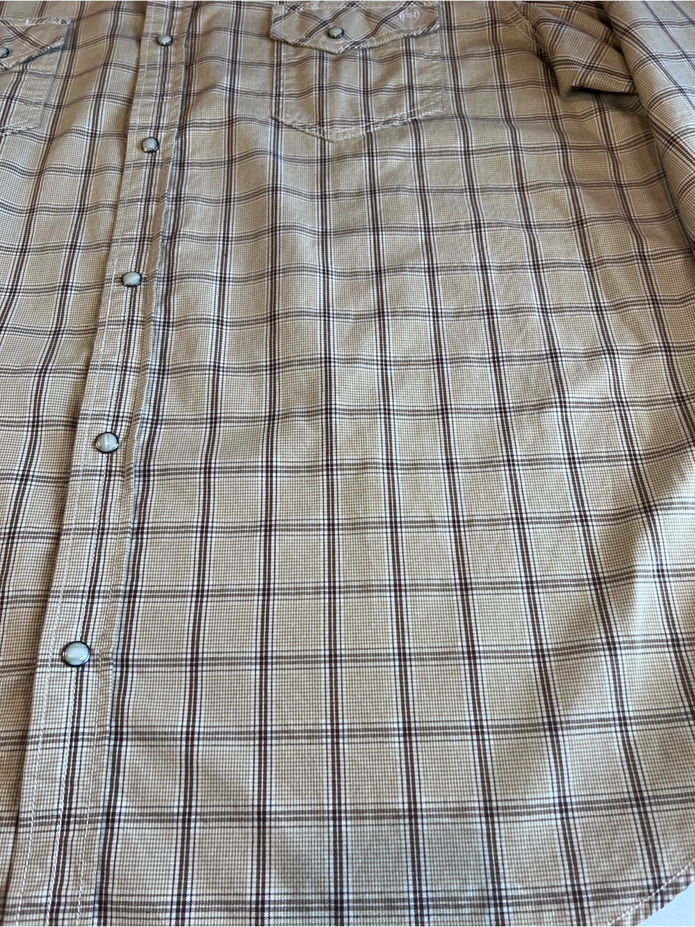 Men's Tan Plaid Pearl Snap Shirt by Blue Ranchwear -Size XXL - Picture 7 of 12